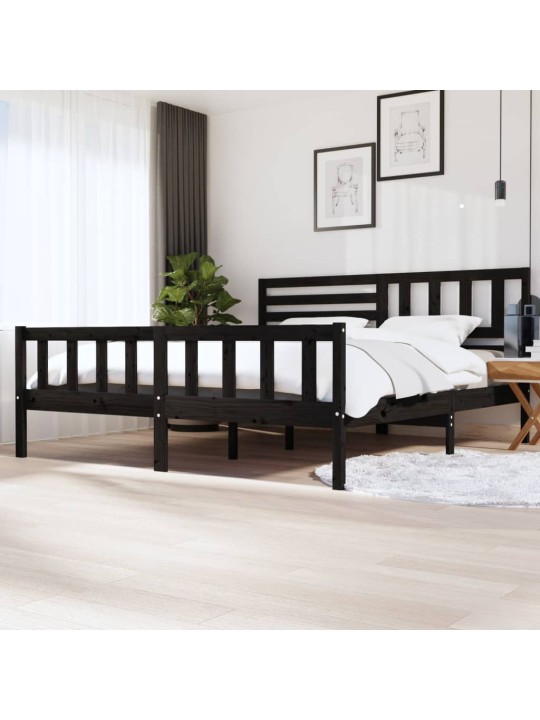 Rám postele černý masivní dřevo 200 x 200 cm