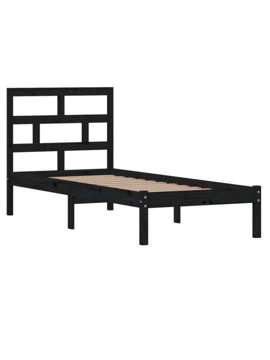 Rám postele černý 75 x 190 cm Small Single masivní dřevo