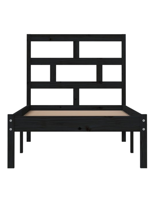 Rám postele černý 75 x 190 cm Small Single masivní dřevo