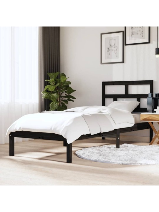 Rám postele černý 75 x 190 cm Small Single masivní dřevo