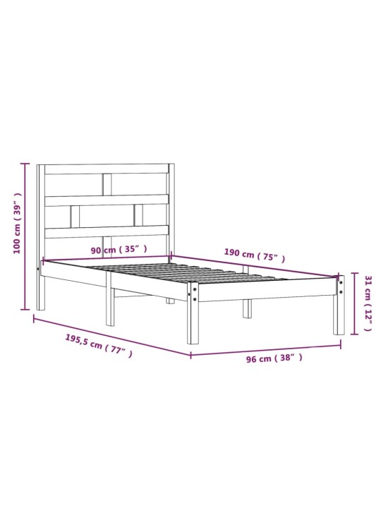 Rám postele 90 x 190 cm Single masivní dřevo