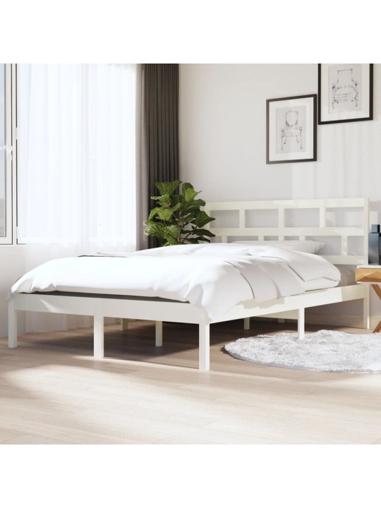 Rám postele bílý 135 x 190 cm Double masivní dřevo