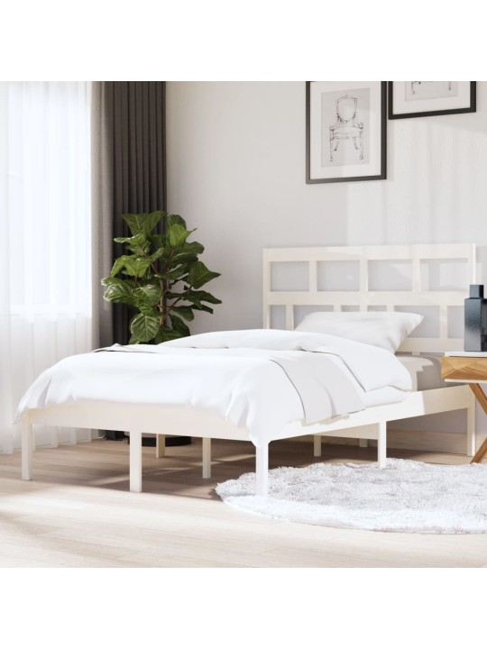 Rám postele bílý 150 x 200 cm King Size masivní dřevo