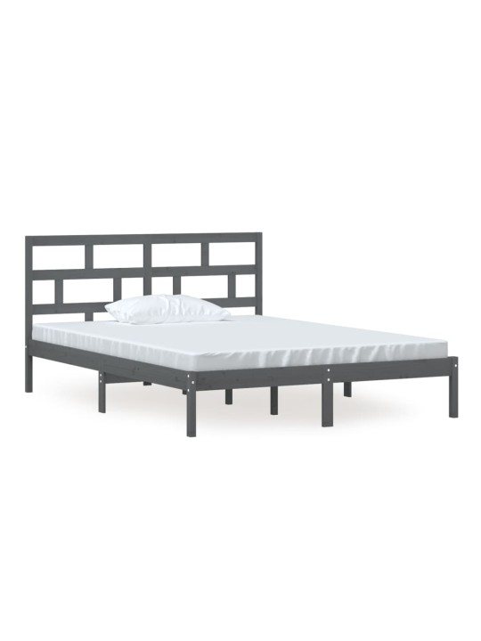 Rám postele šedý 150 x 200 cm King Size masivní dřevo
