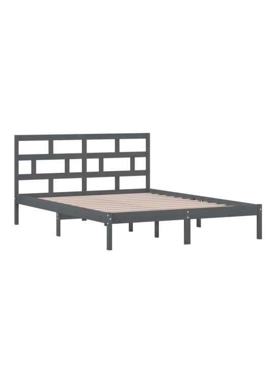 Rám postele šedý 150 x 200 cm King Size masivní dřevo