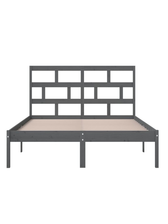 Rám postele šedý 150 x 200 cm King Size masivní dřevo