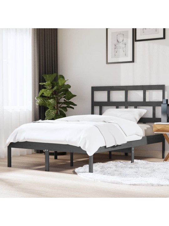 Rám postele šedý 150 x 200 cm King Size masivní dřevo