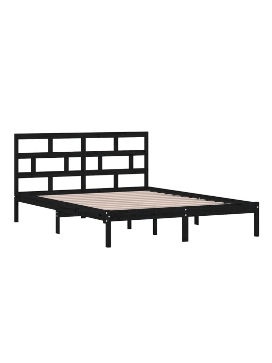 Rám postele černý 150 x 200 cm King Size masivní dřevo