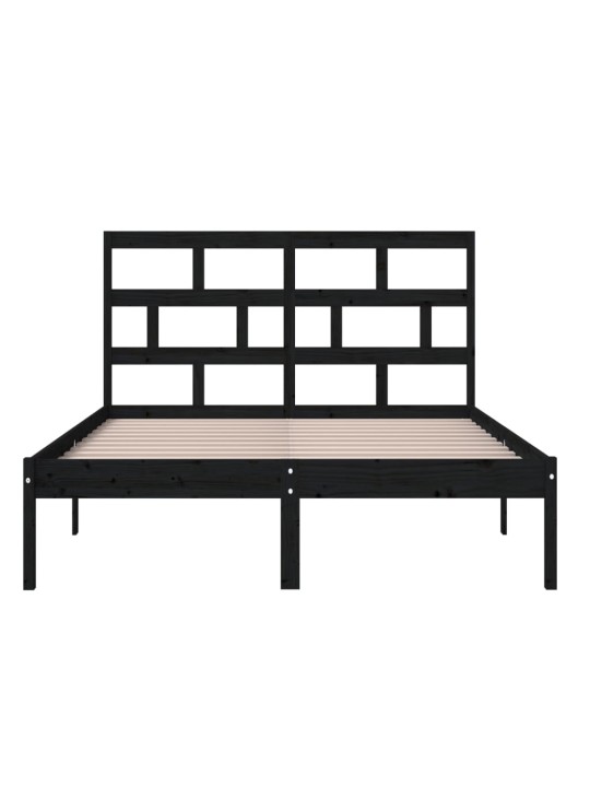 Rám postele černý 150 x 200 cm King Size masivní dřevo
