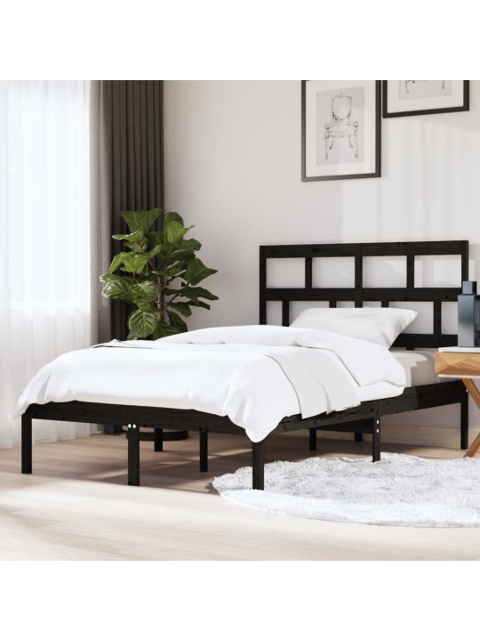 Rám postele černý 150 x 200 cm King Size masivní dřevo