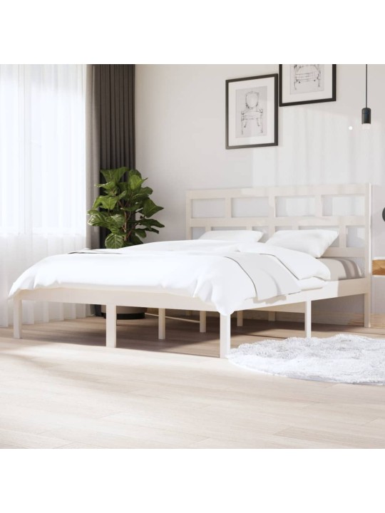 Rám postele bílý 180 x 200 cm Super King masivní dřevo