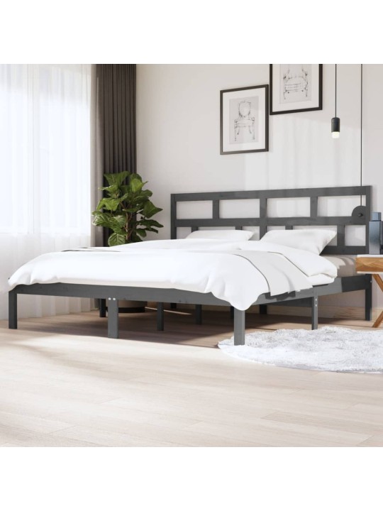Rám postele šedý masivní borovice 200 x 200 cm