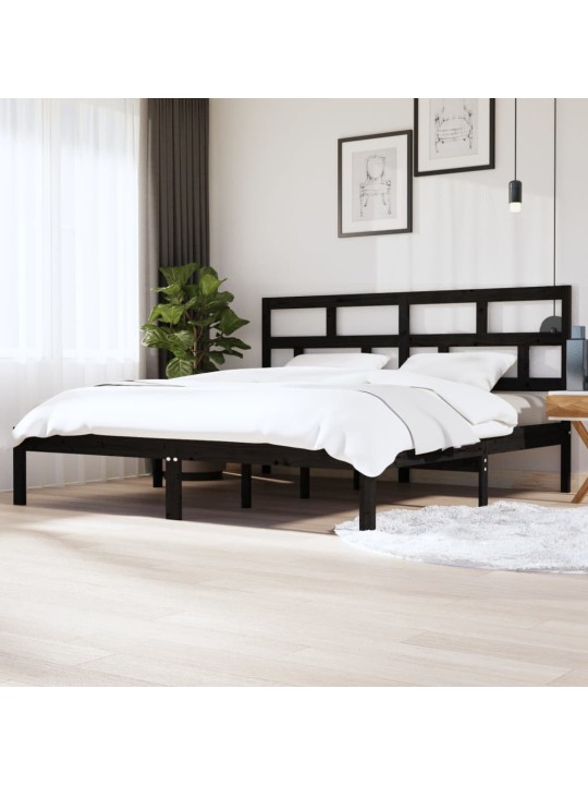 Rám postele černý masivní borovice 200 x 200 cm