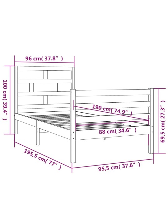 Rám postele 90 x 190 cm Single masivní dřevo