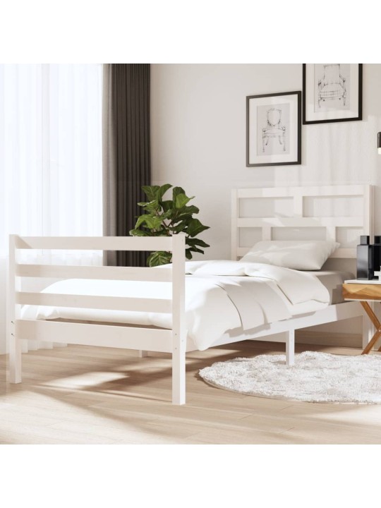 Rám postele bílý 90 x 190 cm Single masivní dřevo