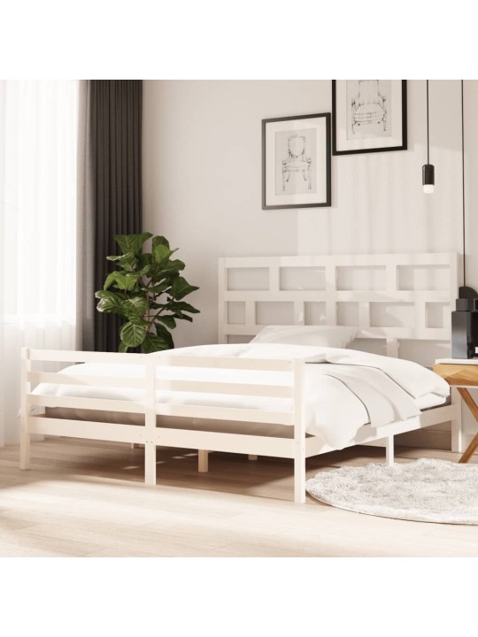 Rám postele bílý masivní dřevo 180 x 200 cm Super King