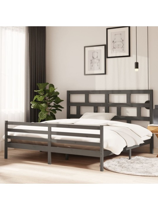 Rám postele šedý masivní borovice 200 x 200 cm