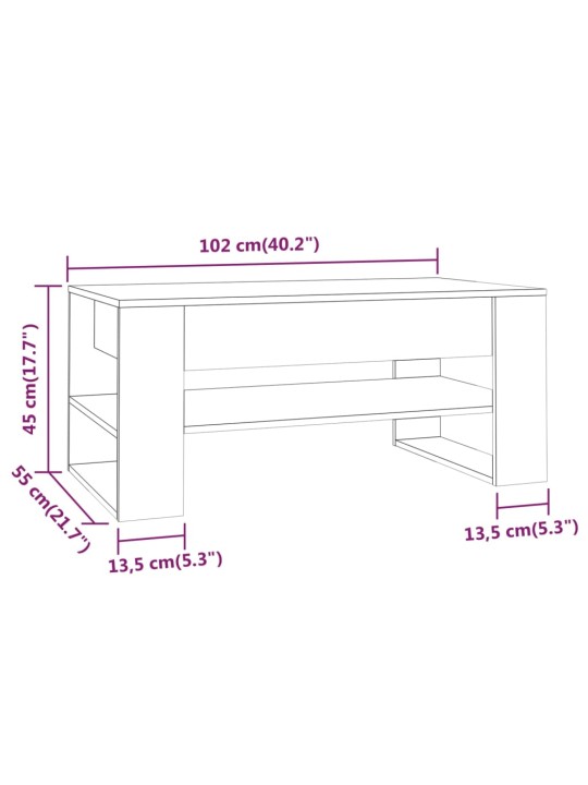 Konferenční stolek betonově šedý 102x55x45 cm kompozitní dřevo