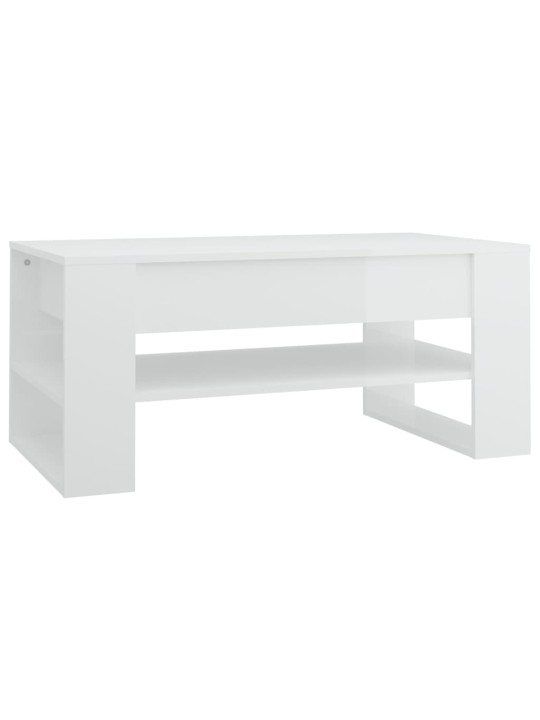 Konferenční stolek lesklý bílý 102x55x45 cm kompozitní dřevo