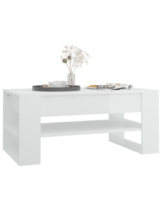 Konferenční stolek lesklý bílý 102x55x45 cm kompozitní dřevo