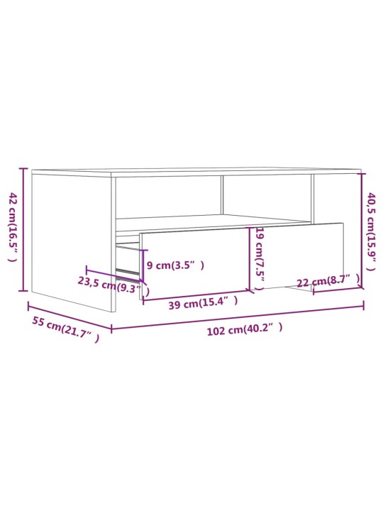 Konferenční stolek bílý 102 x 55 x 42 cm kompozitní dřevo