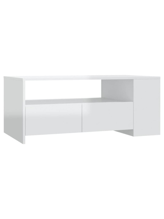 Konferenční stolek lesklý bílý 102x55x42 cm kompozitní dřevo