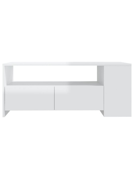 Konferenční stolek lesklý bílý 102x55x42 cm kompozitní dřevo