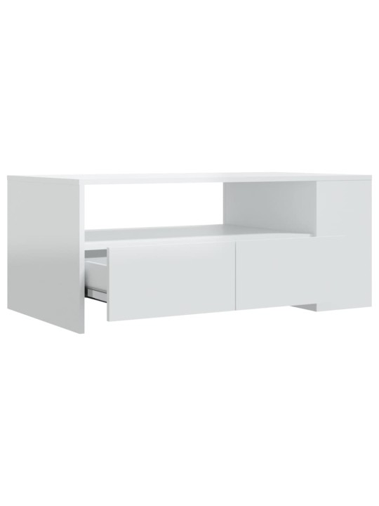 Konferenční stolek lesklý bílý 102x55x42 cm kompozitní dřevo