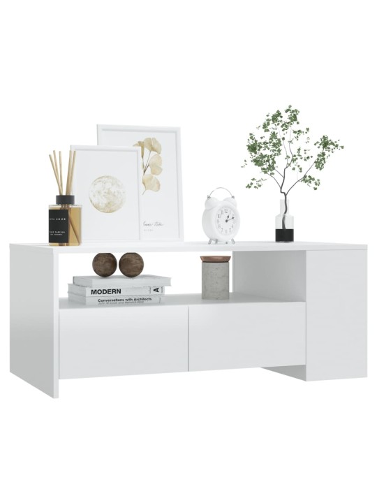 Konferenční stolek lesklý bílý 102x55x42 cm kompozitní dřevo