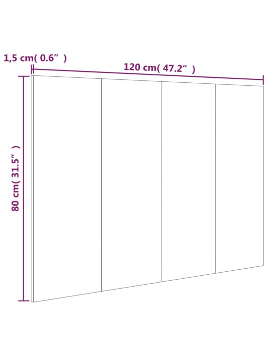 Čelo postele bílé 120 x 1,5 x 80 cm kompozitní dřevo
