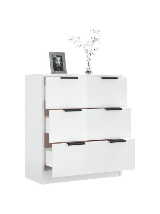 Příborník bílý s vysokým leskem 60x30x70 cm kompozitní dřevo