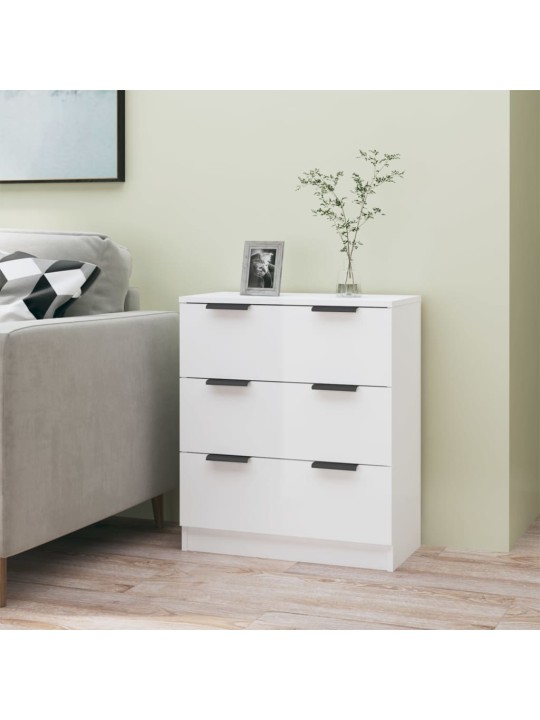 Příborník bílý s vysokým leskem 60x30x70 cm kompozitní dřevo