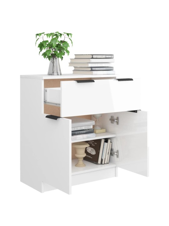 Příborník bílý s vysokým leskem 60x30x70 cm kompozitní dřevo