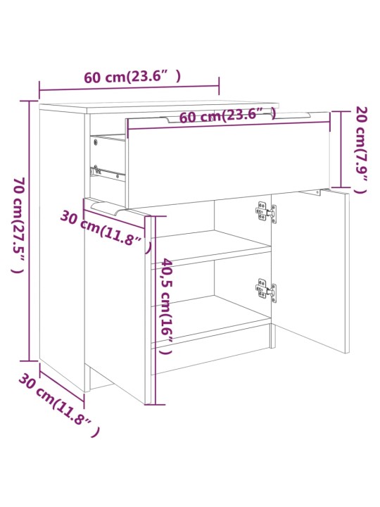 Příborník bílý s vysokým leskem 60x30x70 cm kompozitní dřevo
