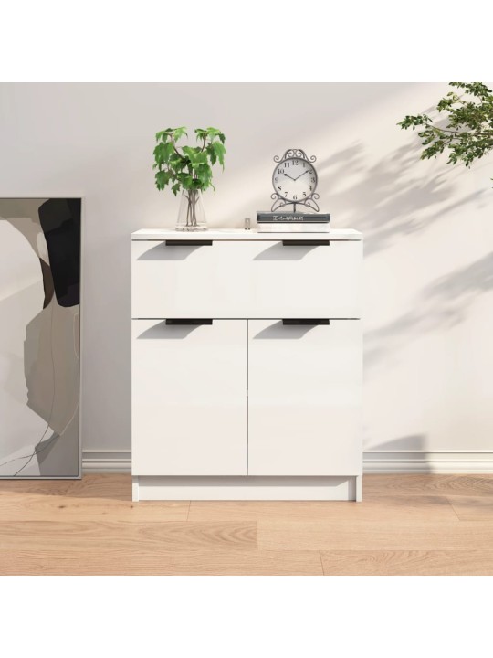 Příborník bílý s vysokým leskem 60x30x70 cm kompozitní dřevo