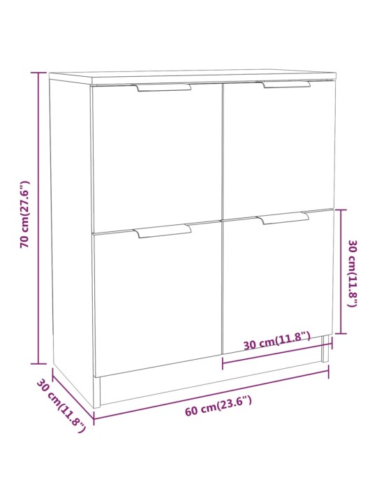 Příborník bílý s vysokým leskem 60x30x70 cm kompozitní dřevo
