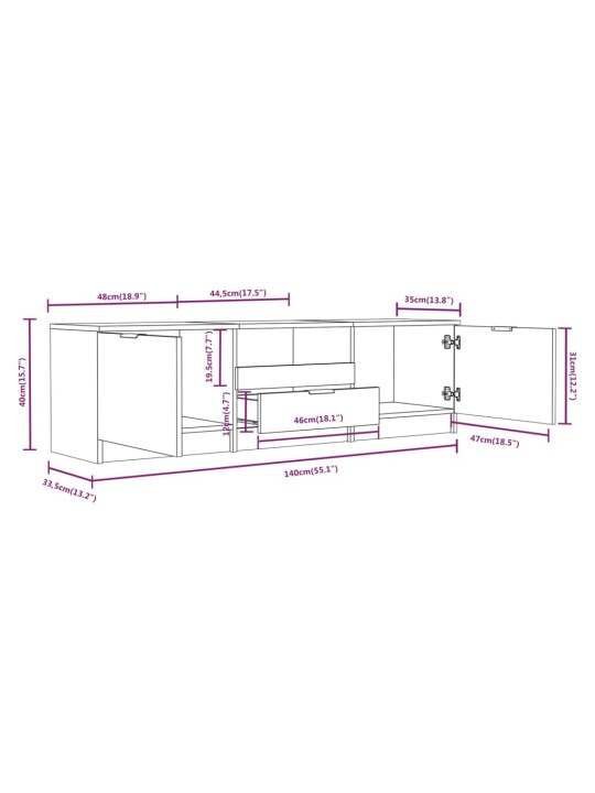 TV skříňka betonově šedá 140 x 35 x 40 cm kompozitní dřevo