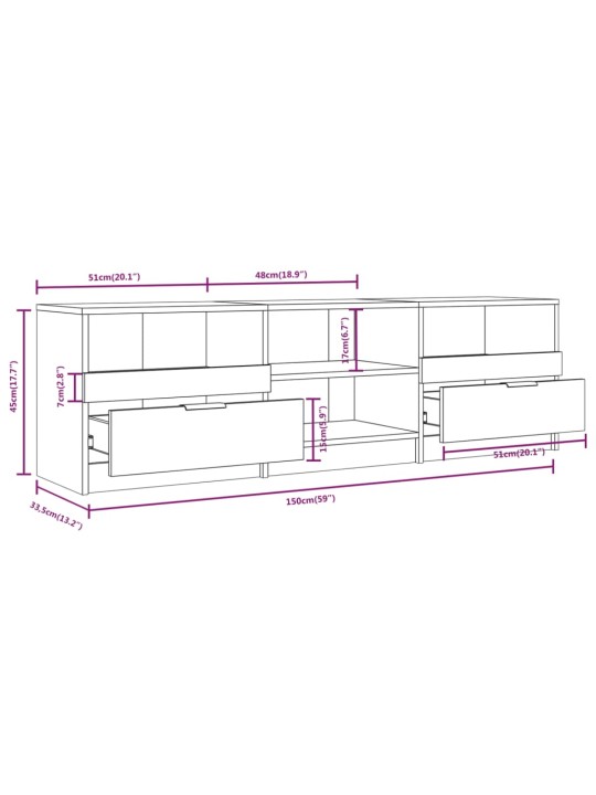 TV skříňka betonově šedá 150 x 33,5 x 45 cm kompozitní dřevo