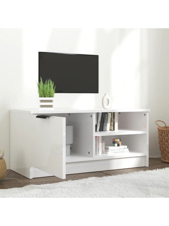 TV skříňka bílá s vysokým leskem 80x35x36,5 cm kompozitní dřevo