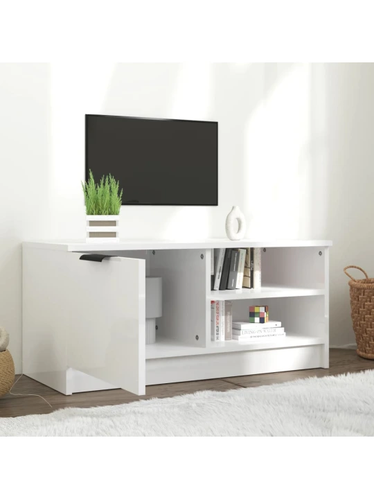 TV skříňka bílá s vysokým leskem 80x35x36,5 cm kompozitní dřevo