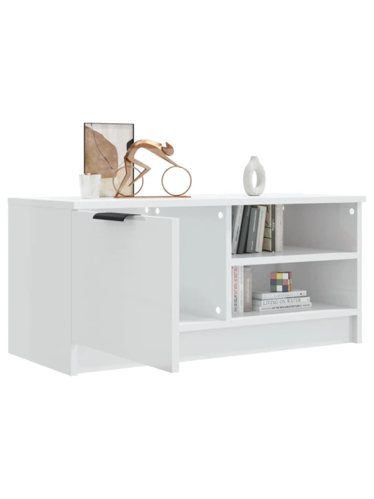 TV skříňka bílá s vysokým leskem 80x35x36,5 cm kompozitní dřevo