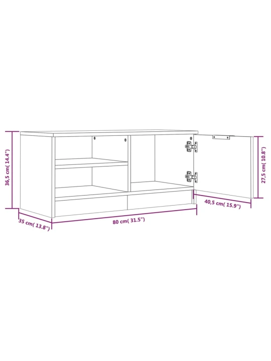 TV skříňka bílá s vysokým leskem 80x35x36,5 cm kompozitní dřevo