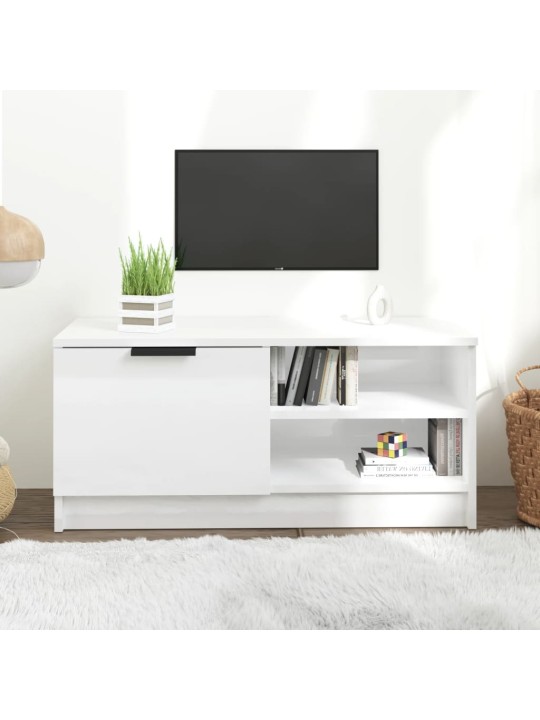 TV skříňka bílá s vysokým leskem 80x35x36,5 cm kompozitní dřevo
