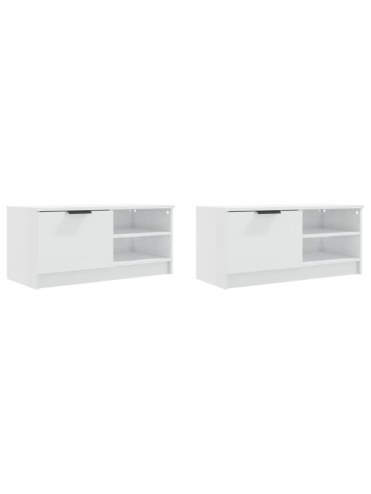 TV skříňky 2 ks lesklé bílé 80 x 35 x 36,5 cm kompozitní dřevo