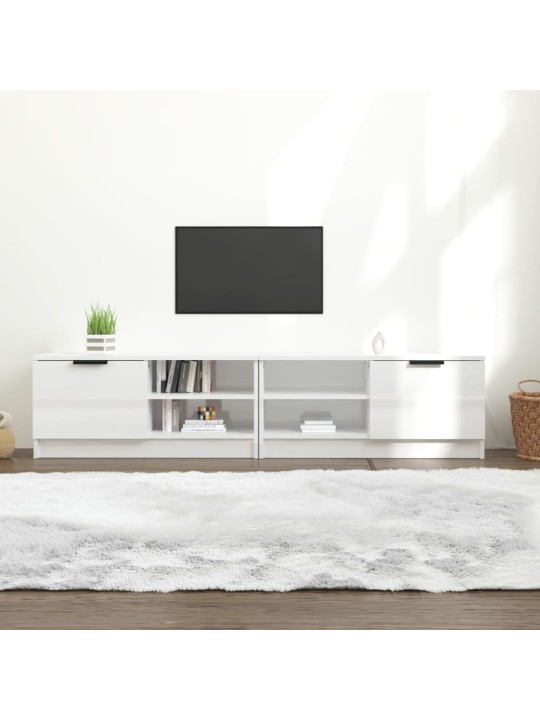 TV skříňky 2 ks lesklé bílé 80 x 35 x 36,5 cm kompozitní dřevo