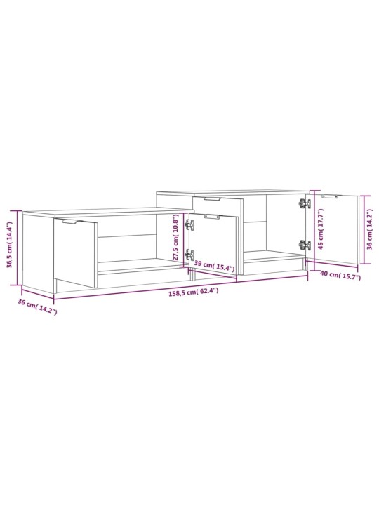 TV skříňka betonově šedá 158,5 x 36 x 45 cm kompozitní dřevo