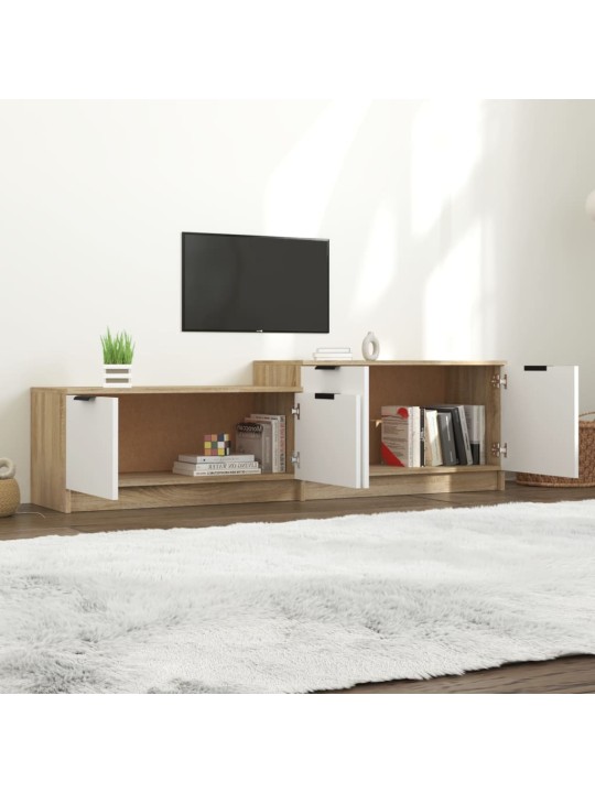 Tv skříňka bílá a dub sonoma 158,5x36x45 cm kompozitní dřevo
