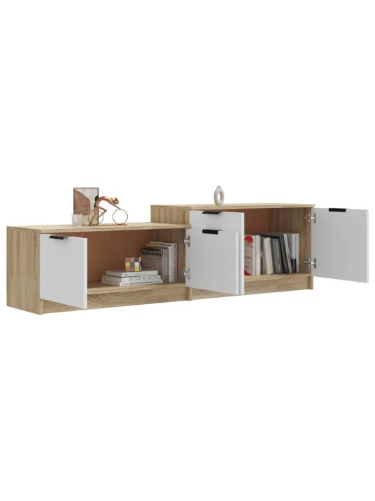 Tv skříňka bílá a dub sonoma 158,5x36x45 cm kompozitní dřevo