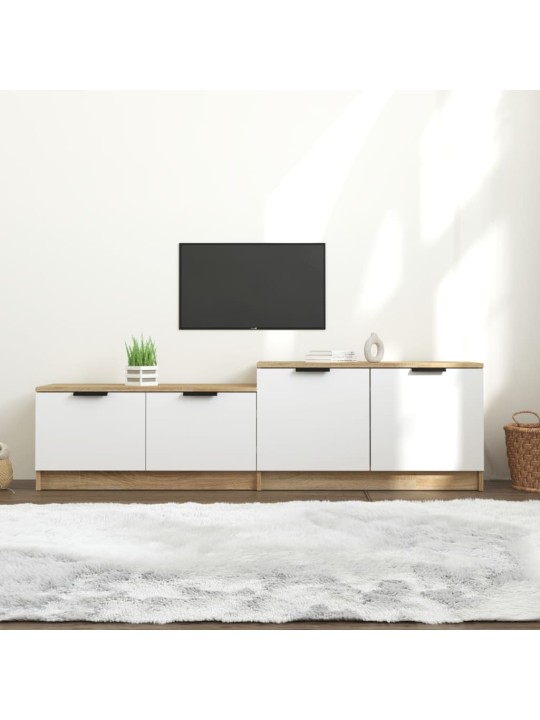 Tv skříňka bílá a dub sonoma 158,5x36x45 cm kompozitní dřevo