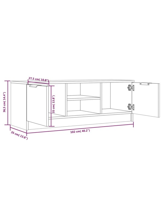 TV skříňka bílá 102 x 35 x 36,5 cm kompozitní dřevo